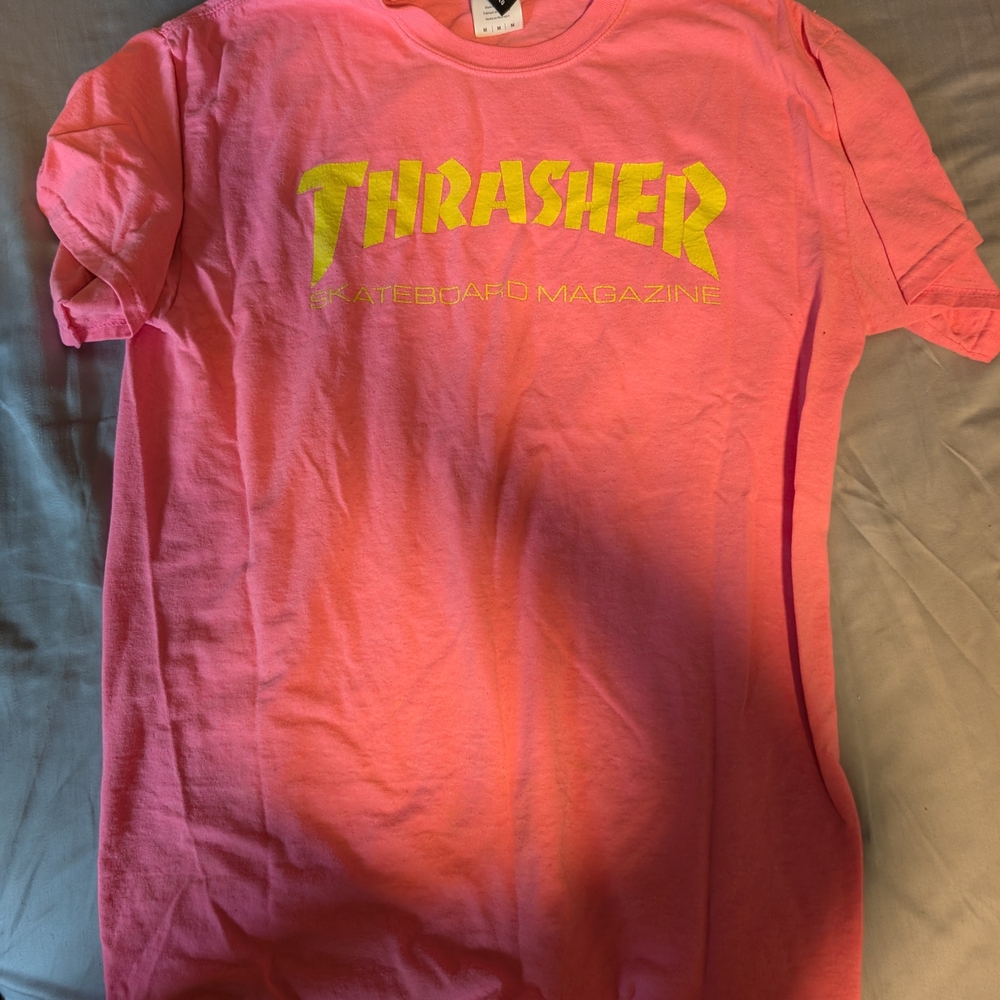 Thrasher Neon Pink and Yellow Short Sleeve Tee